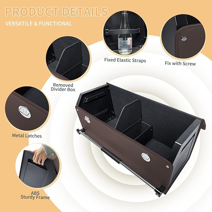 XCF Car Trunk Organizer for SUV Car Trunk Storage Organizer with Lid and Sturdy Handle Collapsible Trunk Organizer for Truck, Sedan, Van (Brown, 27.1 x 11.4 x 12.2in)