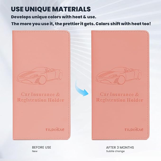 TILDOSAC Car Registration & Insurance Card Holder Leather Auto Glove Box Organizer Document Wallet with Magnetic Shut
