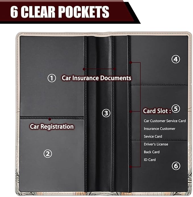 Car Document Holder with Magnetic Shut, Car Registration and Insurance Card Holder, Vehicle Glove Box Organizer Documents, Driver License, Auto Paperwork Organizer Wallet, Christmas Bear Pattern
