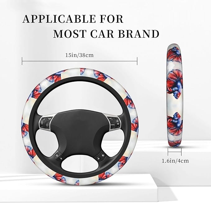 Watercolors Fish Universal Fit Steering Wheel Cover for Car, Truck, and SUV, Durable Steering Wheel Protection