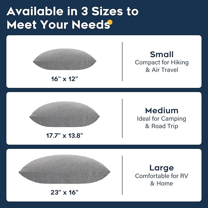 CushyOasis All-in-1 Camping Pillow Set - Shredded Memory Foam Small Travel Neck Pillow for Sleeping with Eye Mask, Earplugs & Washable Cover, Compact for Backpacking, Hiking, Airplane, Car, S Size