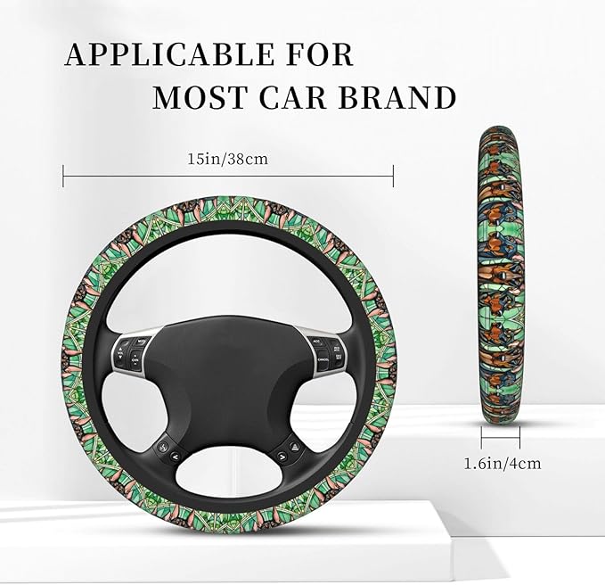 Doberman Pinscher Neoprene Steering Wheel Covers Women Men Car Accessories, Universal 15 Inch Fit Auto, Suvs, Truck