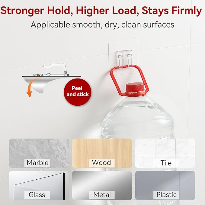 Hooks for Outdoor String Lights, 25 Pack Heavy Duty Cable Clips, Damage Free Cord Clips, Waterproof and UV-Resistant, Clear Self-Adhesive Hooks for Hanging Christmas Lights Outdoor and Patio Decor