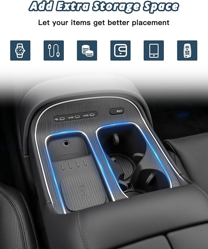 Ruiya (2Packs) 2026 Palisade Center Console Cup for Hyundai Palisade 2026 Accessories Wireless Silicone Mat & Cup Holder Inserts Compatible with 2026 Hyundai Palisade SEL/Limited/Calligraphy