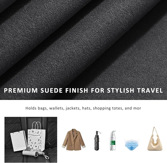 Sun Walker 2 PCS Car Seat Headrest Hooks, Auto Back Seat Purse Hook Bag Organizer with American Flag, Vehicle Double Metal Hooks Storage Hanging Holder for Handbags Coats Phones (Black)