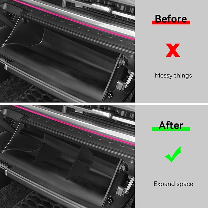 LUCKEASY Glove Box Divider for Hyundai Santa Fe 2026 2025 2024 Organizer Divider for Santa Fe Accessories ABS All-Weather Waterproof Black