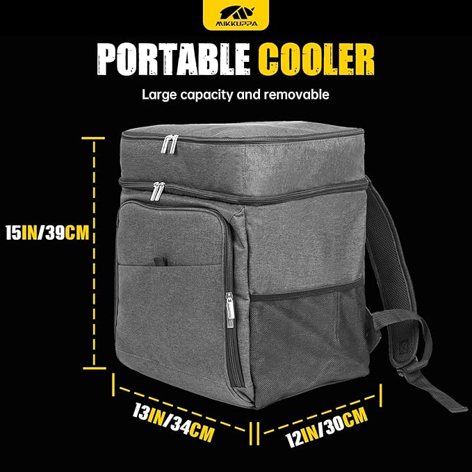 MIKKUPPA Car Trunk Organizer with Cooler - 65L Collapsible Trunk Organizer with Lid, Sturdy Car Storage for SUV Auto Truck Van with Adjustable Straps and Non Slip Bottom (Gray)