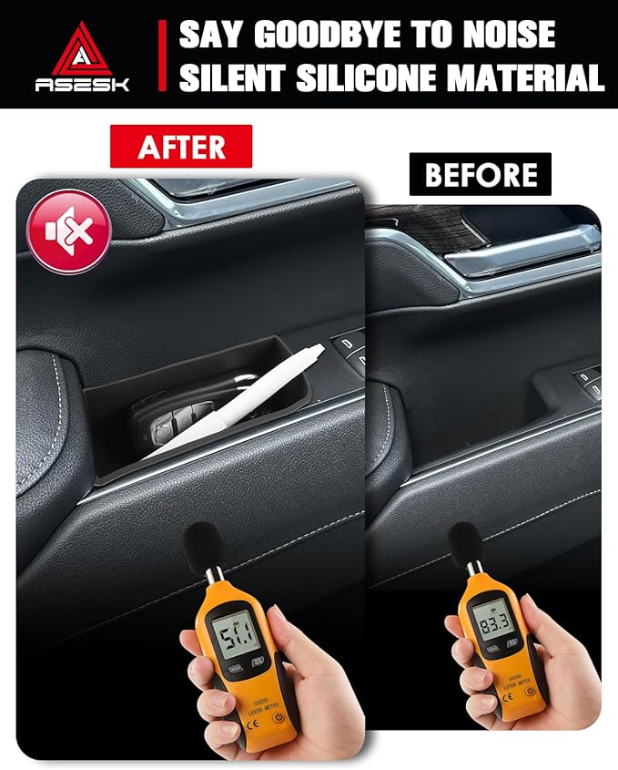 ASZSK for 2022-2026 Silverado&Sierra 1500/2024-2026 Silverado&Sierra 2500HD/3500HD 4PCS Center Console Door Side Organizer Tray Silicone Materials