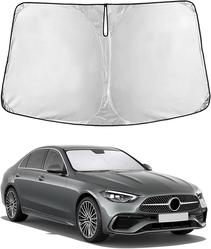 EcoNour Windshield Sun Shade Compatible for Mercedes-Benz C Class 2014–2021 | Sedan Front Window Sun Visor Protector | Foldable Sunshade | Blocks UV Rays & Keeps Interior Cooler