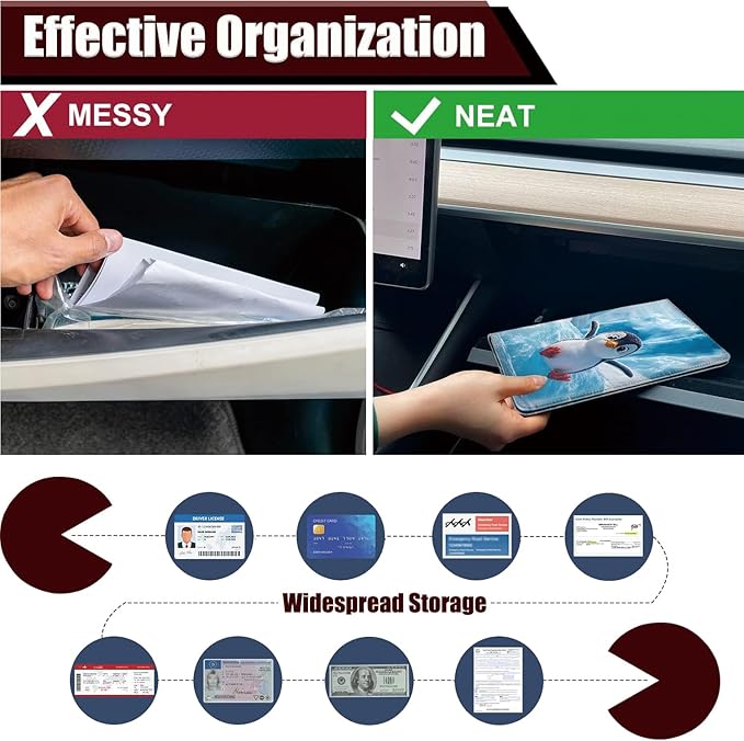 Car Document Holder with Magnetic Shut, Car Registration and Insurance Card Holder, Vehicle Glove Box Organizer Documents, Driver License, Auto Paperwork Organizer Wallet, Ice Field Penguin Pattern