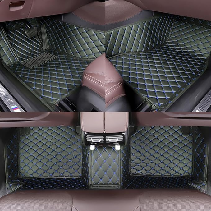 Customize All-Weather Protection Waterproof Leather Floor Mats for Cars, SUVs, and Trucks According to Automotive Model (Black Blue)