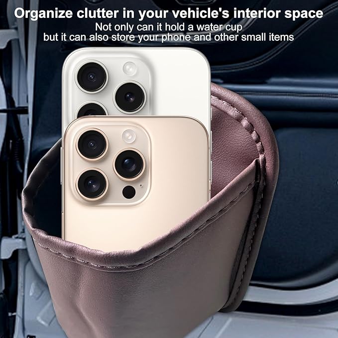 VOJKOREL Universal Door Water Cup Holder, car Multi-Function Storage Rack, car seat Back Beverage Holder, Suitable for Water Cups, Mobile Phones, Drinks, Coffee, etc.(Brown)