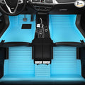 All-Weather car Floor MATS-Suitable for 99% of car Models,Leather car mat, offering Personalized Embroidery and Multiple Color Options,Provide Protection for car Rug (Light-Blue)