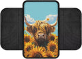 Boatee Highland Cattle Sunflower Arm Rest Cover for Car Center Console Organizer for Auto Armrest Pad Universal Console Mat Automotive Accessories Interior Set Stylish Armrest Storage Box Mat Blue