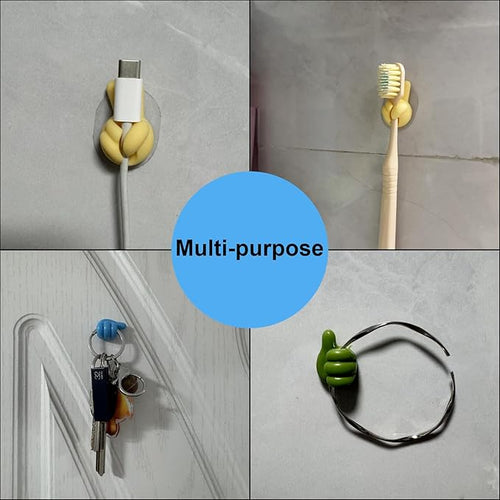 12Pcs Silicone Cord Holders, Thumbs Up Wall Hook for Keys Cord Organizer, Self Adhesive Cable Clips Hooks, Cool Office Gadgets for Desk Stuff