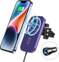 Magnetic Wireless Car Charger, 360°Adjustable Magnetic Air Vent Mount Compatible with MagSafe Car Charger, Compatible with iPhone 17/16/15/14/13/12 Pro Max Plus Mini, Mag Safe Case(Dark Purple)