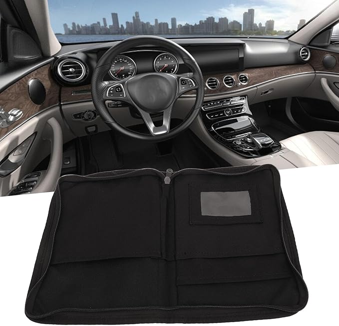 aqxreight Universal Car Glove Compartment Organizer with 6 Pockets, Zipped Outer Pocket, and Inner Slit Pocket for Easy Access to Documents and Cards, 600D Oxford Cloth