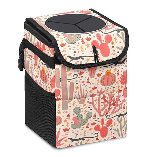 GVGHIDZ Car Trash Can – Lightweight and Portable with Durable Water-Resistant Coating, No Installation Required, Practical and Ample Capacity,Car Accessories Interior Car Organizer. Cactus