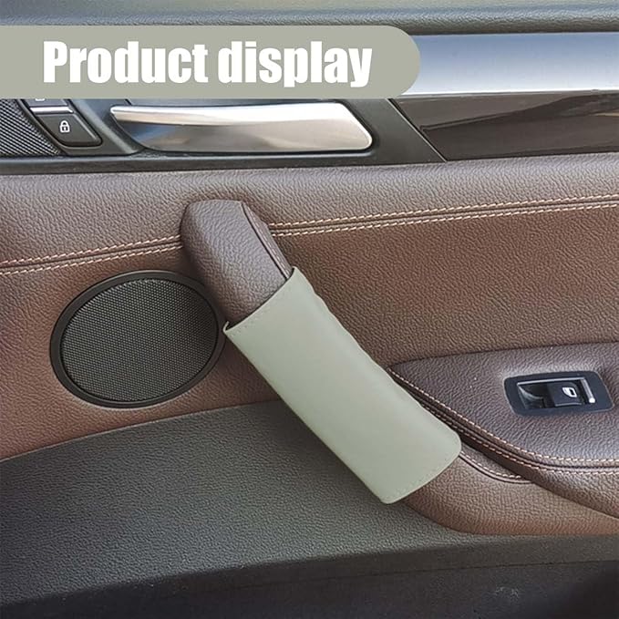 2PCS Car Grab Handle Cover, Anti-Scratch Auto Inner Front Rear Door Pull Handle Cover, PU Leather Door Grip Gloves Protector Auto Interior Decoration Accessories for Car, Truck, SUV (Grey)