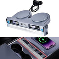 Upgrade Car USB Hub for Tesla Model 3 & Model Y Accessories, 65W Fast Phone Charger with 2 Retractable Cables & Waterproof Slide Cover Fit Model 3 2024-2026 & Model Y Juniper 2025-2026