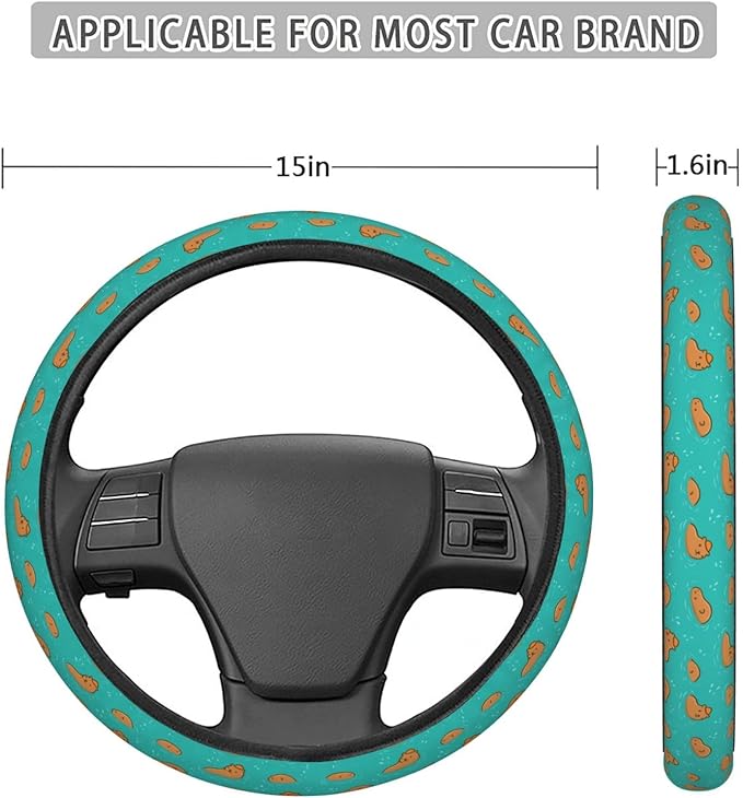 FeHuew Cute Otters in Water Steering Wheel Cover for Women, Girls 15 inch Universal Auto Car Anti Slip Wrap Steering Wheel Covers Fit for Vehicles, Truck, SUV