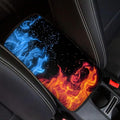 Mintutlipy Universal Car Center Console Cover Blue Red Flames Automotive Armrest Cushion Nonslip Arm Rest Cover for Car