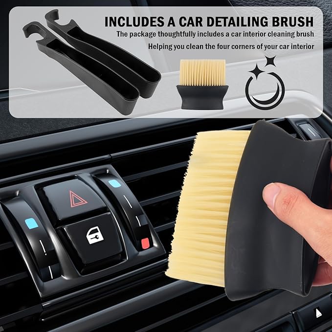 2 Pack Car Seat Gap Filler Organizer with Cars Interior Brush,Anti-Drop Car Seat Gap Plug with Storage Slot for Phone/Keys,Universal in Between Cars Seats Catcher Fit 1.57-1.96"