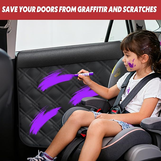 Surfcabin Dog Car Door Protector – 20% Larger Design for Sedans, Family Cars and Small SUVS, 2 Packs Thickened Waterproof Door Panel Covers, Protects Doors from Dog Scratching