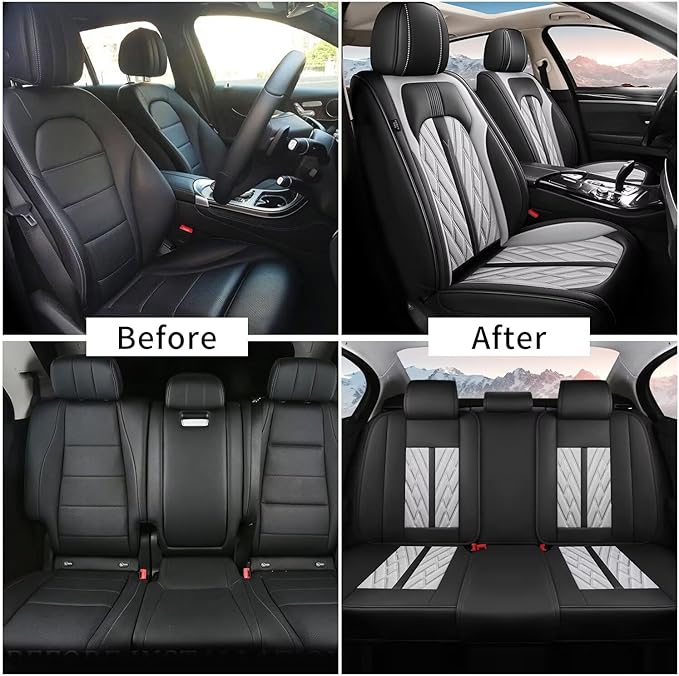 TTX LIGHTING Seat Covers Fit for Toyota 4Runner 2003-2026 Seat Covers Full Set Car Seat Covers Faux Leather Breathable Waterproof Car Seat Protector (5 Seats, Black&Grey)
