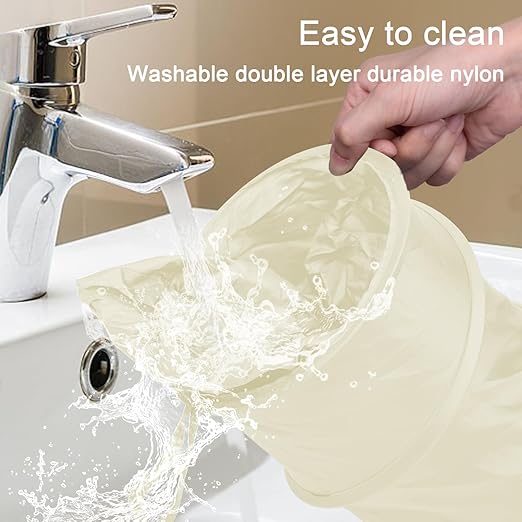 Kincown Car Trash Can, 2 Packs Mini Collapsible Car Trash Bin for Front Back Seat, Pop up Car Garbage Can, Portable Car Trash Bag Hanging for Vehicle SUV Rv Truck Accessories Interior, Beige