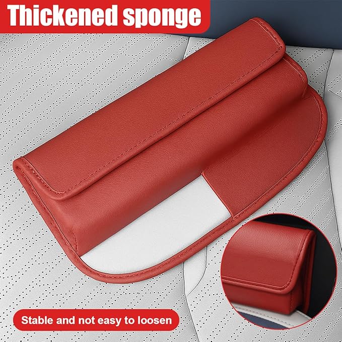 Car Seat Gap Filler Organizer, Leather Universal Gap Bag Car Storage Box for Phones, Keys, Glasses & Cards, Adjustable Front Seat Side Pocket Organizer for Cars, No Seat Belt Block (Burgundy)