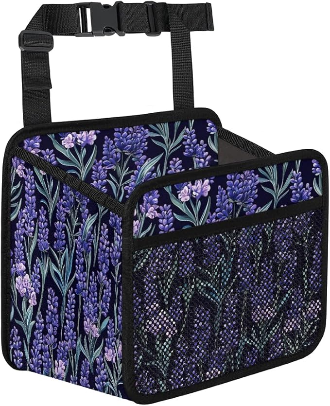 Lavenders Purple Dark Car Backseat Organizer PU Leather Automotive Back Seat Storage Bag Universal Hanging Garbage Box Travel Accessories Foldable