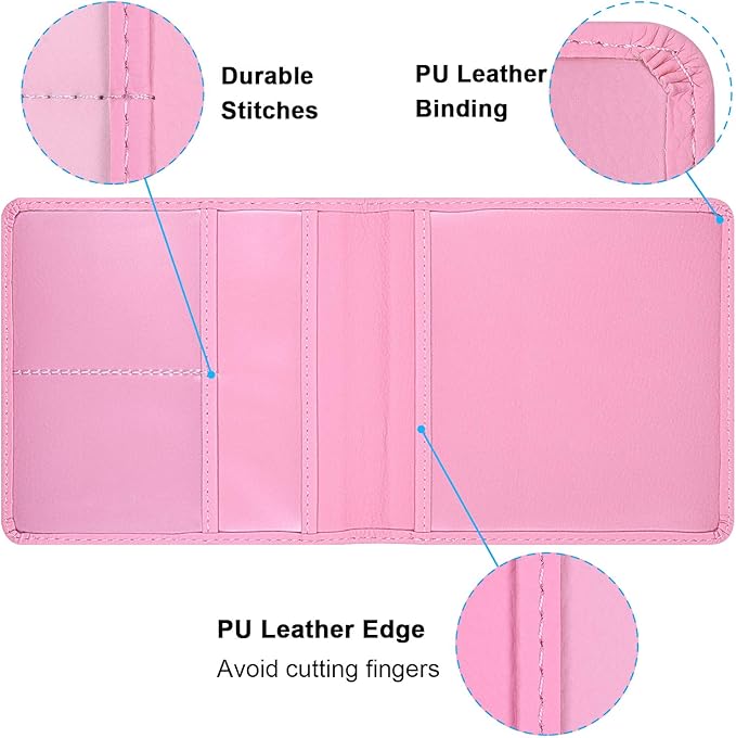 Wisdompro Car Registration and Insurance Holder 2 Pack PU Leather Vehicle Glove Box Documents Organizer Auto Accessories Wallet Paperwork Case for Women ID Card, Driver's License - Pink and Black