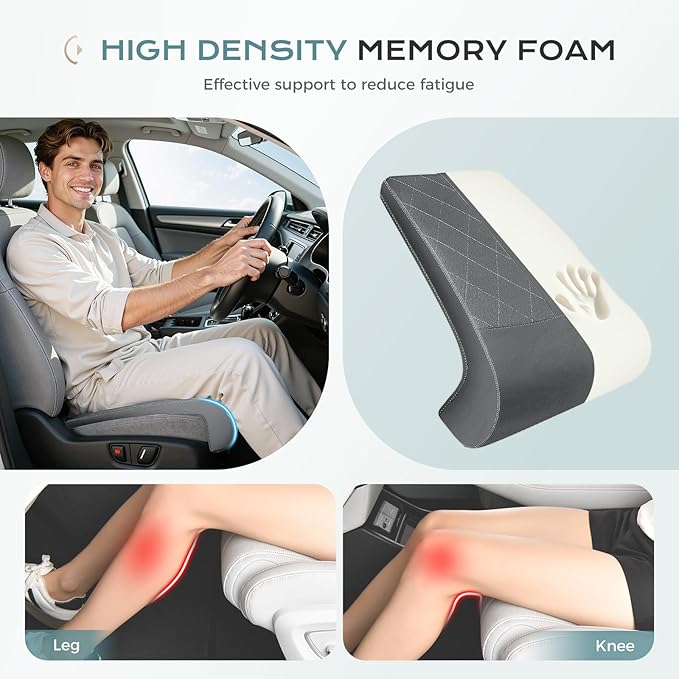 Coverado Car Seat Leg Extension Support Cushion, Waterproof Leather Leg Extender Cushion for Car Seats, Universal Car Seat Extender Cushions Leg Support Fit for Most Car, SUV, Truck (Gray)