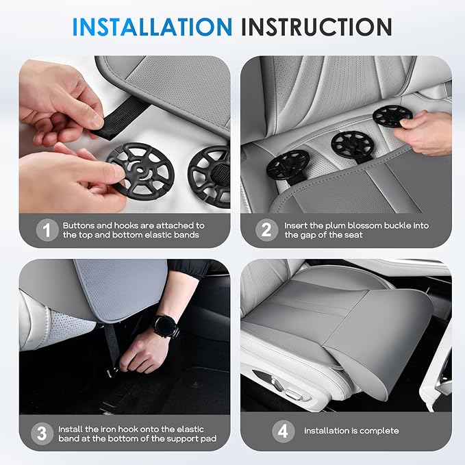 FLORICH Car Seat Extender Leg Support Cushion for Driver Seats Office Chair, Leather Widened seat Cushion for Long Drivers Universal Car Seat Cushion Legs Rest Pads-Beige Grey
