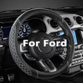 West Llama Car Steering Wheel Cover for Ford Escape,Explorer,Fusion,Focus,Bronco,Transit,Edge(Diamond Quilted - Black+Gray- Standard Size)