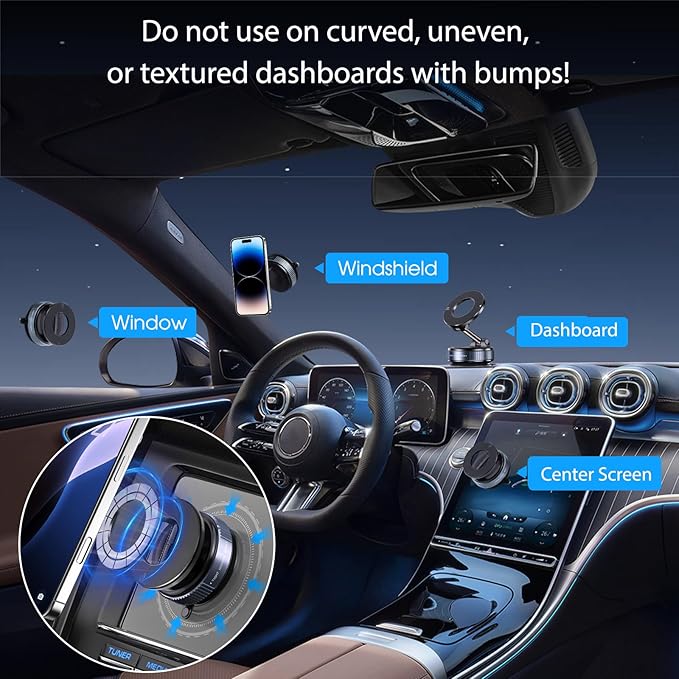 Jikasho Vacuum Magnetic Suction Phone Holder, Foldable and Retractable Hands-Free Suction Cup Phone Mount for Car/Gym/Mirror/Smooth Surface, Compatible with iPhone & Android (Gel Suction Cup Black)
