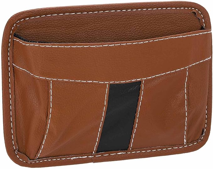 HARFINGTON Car Seat Side Pocket Organizer PU Leather Auto Door Console Storage Bag Car Seat Gap Filler Multifunctional Car Pocket Pouch for Keys Coins Phone Sunglasses, Brown