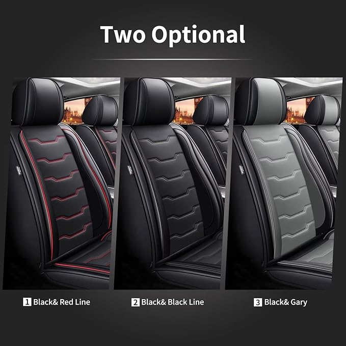 DISUTOGO Seat Covers Fit for Versa 2009-2023 2024 2025 Front Seat Covers Faux Leather Car Seat Covers Breathable Waterproof Car Seat Protector (2 Seats, Black&Grey)