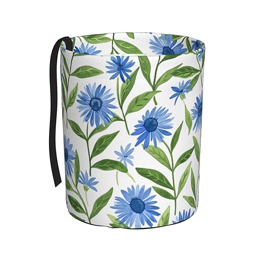 Cornflower White Flowers Car Trash Can Garbage Cans Foldable,Cute Hanging Car Organizer and Storage Bag Leak Proof, Auto Back Seat Trash Bin Universal for Truck, SUV, Outdoor Travel