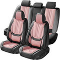 SCDOOCA Car Seat Covers Full Set Pink and Black, Premium Leather Seat Covers, Waterproof and Breathable Seat Covers, Universal Car Seat Protector Fit for Cars, Trucks, SUVs(Full Set)