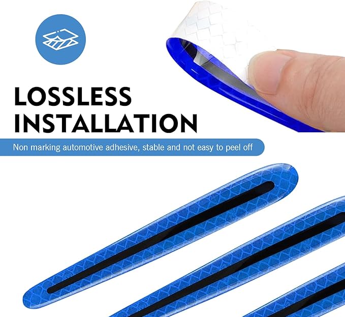 8 PCS Car Door Handle Protector Sticker, PVC Carbon Fiber Reflective Door Bowl & Handle Decoration Decal, Anti-Scratch Car Handles Sticker, Universal for Most Cars (Blue)