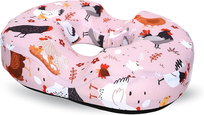 Donut Pillow for Hemorrhoids Seat Cushion for Tailbone Pain Relief - Chicken Rooster Home Office Chair Cushion for Long Sitting Work - Memory Foam Car Seat Cushions for Driving Butt Pain Pressure