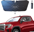 JDDRY Front Windshield Sun Shade with Pull Cord, Umbrella Sun Shade for Windshield, 2024 Car Umbrella Front Sun Shades Cover for Pickup/Large SUV/Truck/Minivan (150x82cm)