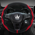 Luxury Suede Steering Wheel Cover for Cars, Soft Leather Padded Wheels Cover for Sedan, SUV, Thin Car Handle Cover, Universal Fit, Anti Slip, 14.75-15.15in, Red