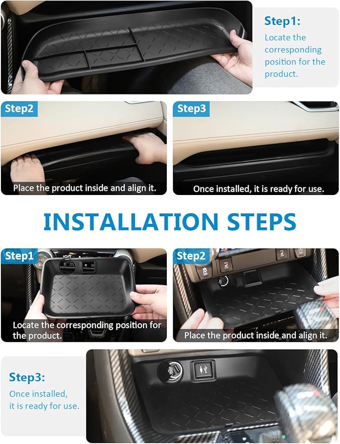 HZCZLO Center Storage Organizer Tray Compatible with Toyota RAV4 2025-2019 Accessories, Center Console Mat,Passenger Storage Organizer Silicone Mat for Toyota RAV4 2Pcs