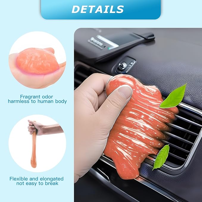 Car Cleaning Gel,Reusable Car Cleaning Putty for Interior Detailing, Car Cleaning Supplies, Auto Detailing Tools, Car Slime for Dust Removal, Car Accessories Interior, Car Cleaning Kit(Orange, 0.8 OZ)