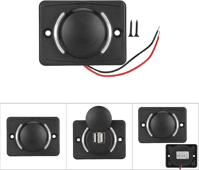 Car Dual USB Port Socket, 3.1A DC12V/24V Portable Mini Power Charger Socket with LED Indicator for High End Large Scale Vehicles Such as Ships, Yachts, RVs, Buses(White)