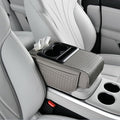Car Armrest Cushion Cover Car Center Console Memory Foam Booster Pad with Storage Pocket and Tissue Hole for Sedan Vehicle (Cupholder - Grey, 13.39 * 7.68 * 2.95'' / 34 * 19.5 * 7.5cm)