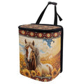 Aztec Horse Sunflower Car Trash Can Hanging Leak Proof Trash Bin Hanging for Back/Front/Console of Cars,Horse Car Accessories for Women Men